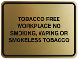 Signs ByLITA Classic Framed TOBACCO FREE WORKPLACE NO SMOKING, VAPING OR SMOKELESS TOBACCO Door or Wall Sign Durable ABS Plastic | Laser Engraved | Easy Installation | Elegant Design