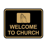 Classic Framed Welcome To Church Praying Hands Wall or Door Sign