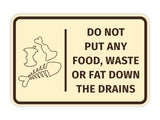 Signs ByLITA Classic Framed Do Not Put Any Food, Waste or Fat Down The Drains Door or Wall Sign Easy Installation | Health And Safety | Building And Hospitality Signs