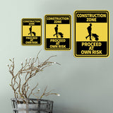 Portrait Round Plus Construction Zone Proceed At Own Risk Wall or Door Sign | Health And Safety Signage