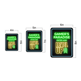 Portrait Round Plus Gamer's Paradise: Enter and Level Up Wall or Door Sign | Easy Installation | Gaming | Home Decor