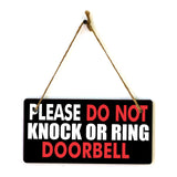 Please Do Not Knock Or Ring Doorbell 5x10 Hanging Plus Wall or Door Sign | Rustic Twine | Home and Business Signage