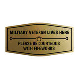 Signs ByLITA Fancy Military Veteran Lives Here Please Be Courteous With Fireworks Easy Installation | Honor Veterans with Military Signs | US Pride | Businesses and Homes Wall or Door Sign
