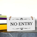 No Entry 5" x 10" Hanging Wall or Door Sign | Rustic Twine | Stylish Business or Office Signage