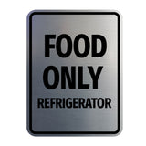 Signs ByLITA Portrait Round Notice: Food Only Refrigerator Door or Wall Sign Durable ABS Plastic | Laser Engraved | Easy Installation | Kitchen | Hygiene