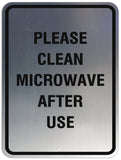 Signs ByLITA Portrait Round Please clean microwave after use Sign - Laser-Engraved Lettering | Durable ABS Plastic | Vibrant Colors | Powerful Foam Tape