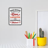 Portrait Round Plus This House Runs On Love, Laughter & Inappropriate Humor Wall or Door Sign | Funny Novelty Home Signs | Home Reminders For Families