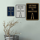 Signs ByLITA Portrait Round Use Tongs or Gloves To Handle Food Door or Wall Sign Durable ABS Plastic | Laser Engraved | Easy Installation | Kitchen | Hygiene