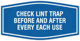 Signs ByLITA Fancy Check lint trap Sign - Laser-Engraved Lettering | Durable ABS Plastic | Vibrant Colors | Powerful Foam Tape Wall or Door Sign