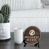 No Guest Access Circle Table Sign with Acrylic Stand (5x5") | Patron Guest Comfort and Safety Sign