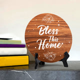 Bless This Home Circle Table Sign with Acrylic Stand (5x5") | Religious Home Decor