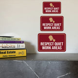 Classic Framed Plus Respect Quiet Work Areas Wall or Door Sign | Office Education and Library
