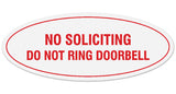 Signs ByLITA Oval No Soliciting Do Not Ring Doorbell Sign - Laser-Engraved Lettering | Durable ABS Plastic | Vibrant Colors | Powerful Foam Tape