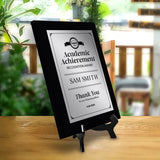 Signs ByLITA Academic Achievement Recognition Customizable Black Frame Award Wooden Plaque Award with Easel Stand
