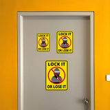 Portrait Round Plus Lock It Or Lose It Wall or Door Sign | Health And Safety Office Signage