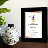 Canoeing Customizable Black Frame Wooden Award Plaque | Easel Mount Option | Achievement and Recognition Personalizable Plaques | Sports Award