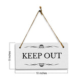 Keep Out 5" x 10" Hanging Wall or Door Sign | Rustic Twine | Stylish Business or Office Signage