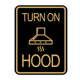 Signs ByLITA Portrait Round Turn On Hood Door or Wall Sign Durable ABS Plastic | Laser Engraved | Easy Installation | Kitchen | Hygiene