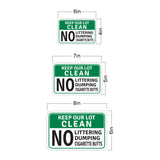Classic Framed Plus Keep Our Lot Clean No Littering Dumping Cigarette Butts Door or Wall Sign | Health & Safety Signage