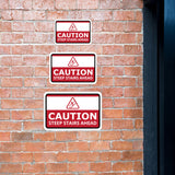 Classic Framed Plus Caution Steep Stairs Ahead Door or Wall Sign | Workplace Health and Safety Warning Signage