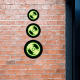 Circle Plus Vinyl Record Neon Graphic Style Wall or Door Sign | Live Streamer Gaming Themed Decoration