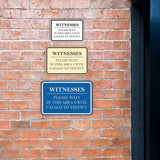 Signs ByLITA Classic Framed Witnesses, Please Wait in This Area Until Called to Testify Door or Wall Sign Durable ABS Plastic | Laser Engraved | Easy Installation | Courtroom