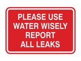 Signs ByLITA Classic Framed Please Use Water Wisely Report All Leaks Door or Wall Sign | Eco-Friendly Home Signs