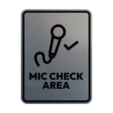 Signs ByLITA Portrait Round Mic Check Area Door or Wall Sign Easy Installation | Directing Artists & Co-Workers | Music | Concert | Festivals