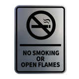 Signs ByLITA Portrait Round No Smoking Or Open Flames Door or Wall Sign Durable ABS Plastic | Laser Engraved | Easy Installation | Kitchen | Hygiene