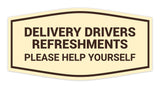 Signs ByLITA Fancy Delivery Drivers Refreshments Please Help Yourself Wall or Door Sign