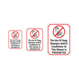 Portrait Round Plus The Use Of Soap, Shampoo And/Or Conditioner At This Shower Is Prohibited Wall or Door Sign | Indoor Gym Signage