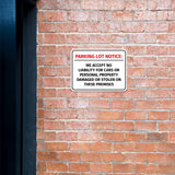 Classic Framed Plus Parking Lot Notice: We Accept No Liability For Cars or Personal Property Damaged or Stolen On These Premises Wall or Door Sign| Easy Installation | Disclaimer Waiver Notice