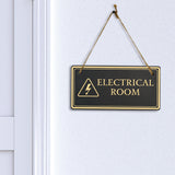 Electrical Room 5x10 Hanging Plus Wall or Door Sign | Rustic Twine | Workplace Safety Signage