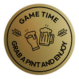 Signs ByLITA Circle Game Time: Grab a Pint and Enjoy ABS Plastic | Laser Engraved | Easy Installation | Elegant Design Wall or Door Sign