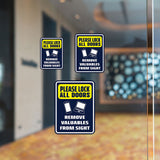 Portrait Round Plus Please Lock All Doors Remove Valuables From Sight Wall or Door Sign | Health And Safety Office Signage