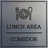 Signs ByLITA Square Lunch Area Door or Wall Sign | Spanish Bilingual Business And Office Signs