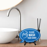 Please Wash Your Hands Oval Speech Bubble (6 x 4") Table Sign With Acrylic Easel