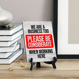 No Remote Working Signs|Café or Restaurant Etiquette Decor Table Sign with Acrylic Stand (6x8“)
