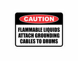 Classic Framed Plus Caution Flammable Liquids Attach Grounding Cables To Drums Door or Wall Sign | Business Protection Construction Site Warehouse & Shop Area
