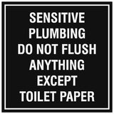 Signs ByLITA Square Sensitive Plumbing Do Not Flush Anything Except Toilet Paper Sign - Easy Installation | Durable Material