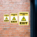 Portrait Round Plus Construction Site Exit Wall or Door Sign | Health And Safety Signage