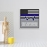 Square Plus First Responders Are Our Lifeline Wall or Door Sign | USA Flag | Police First Responders Appreciation Signage