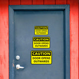Classic Framed Plus Caution Door Opens Outwards Wall or Door Sign | Health And Safety Office Signage