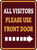 Portrait Round Plus All Visitors Please Use Front Door Wall or Door Sign | Health And Safety Office Signage