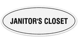 Signs ByLITA Oval JANITOR'S CLOSET Sign - Laser-Engraved Lettering | Durable ABS Plastic | Vibrant Colors | Powerful Foam Tape