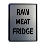 Signs ByLITA Portrait Round Raw Meat Fridge Door or Wall Sign Durable ABS Plastic | Laser Engraved | Easy Installation | Kitchen | Hygiene