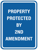 Signs ByLITA Portrait Round Property Protected By 2nd Amendment Sign - Laser-Engraved Lettering | Durable ABS Plastic | Vibrant Colors | Powerful Foam Tape