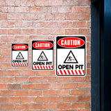 Portrait Round Plus Caution Open Pit Wall or Door Sign | Health And Safety Signage
