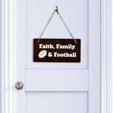 Faith, Family & Football 5x10 Hanging Plus Wall or Door Sign | Funny Home Decor