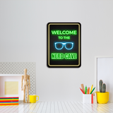 Portrait Round Plus Welcome to the Nerd Cave Wall or Door Sign | Easy Installation | Gaming | Home Decor